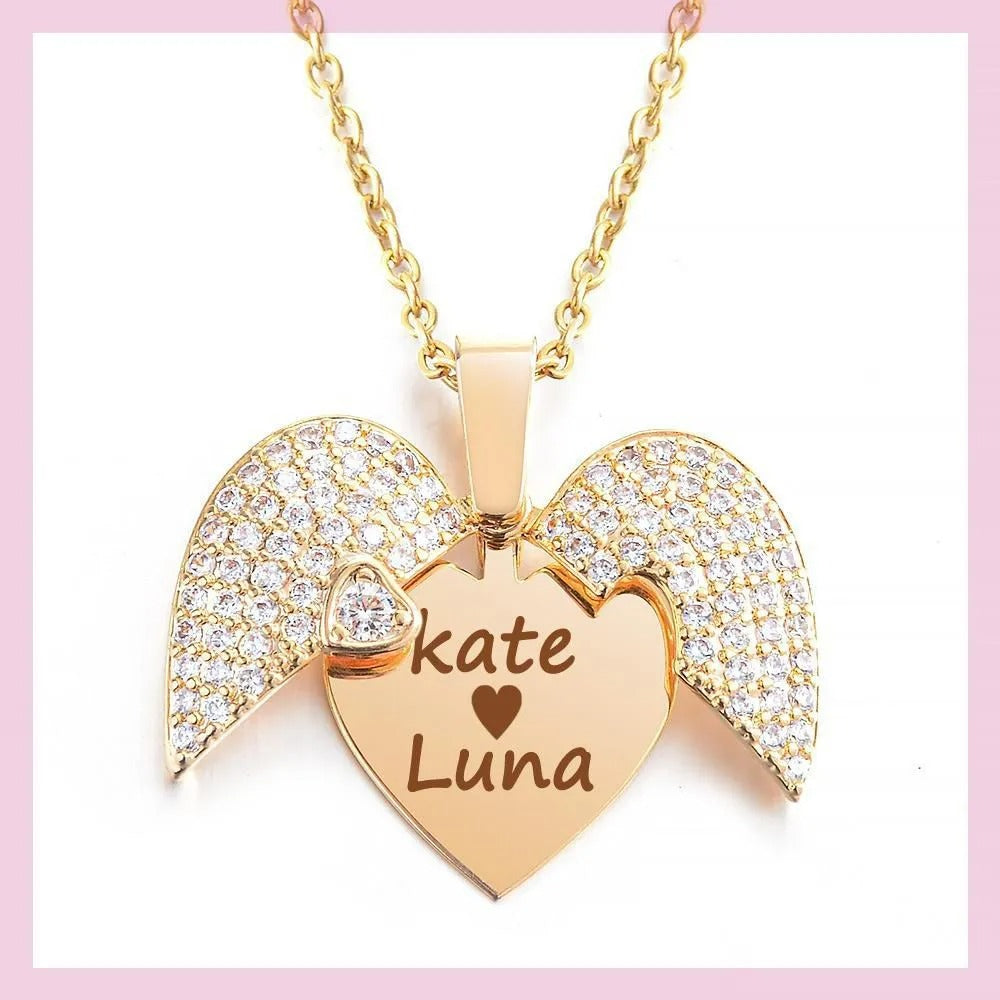 Engraved Heart Necklace , Openable Heart Necklace , Name Necklace , Gift For Girlfriend ,