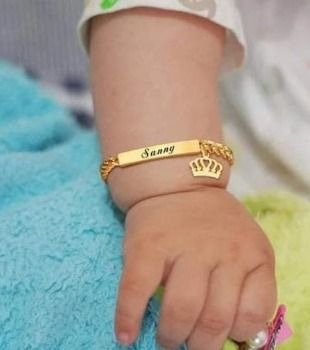 Personalized Baby Bracelet Custom Name For Children Infant Boy Girls Stainless Steel Love Angle Mom To Daughter/Son