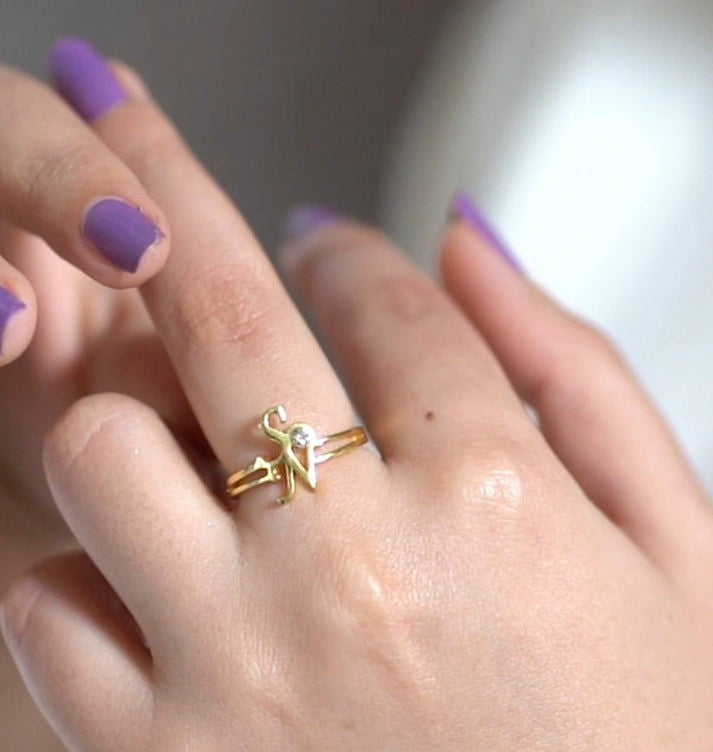 Elegant Dual Letter Gold Ring – Your Signature Style