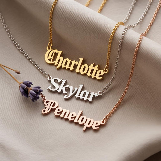 Old English Name Necklace, Personalized Name Necklace, Custom Name Pendant, Gift for Her, Husband gift